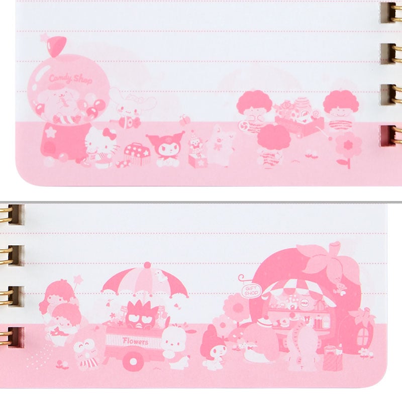 Sanrio spiral notebook resting on a desk, ready for use