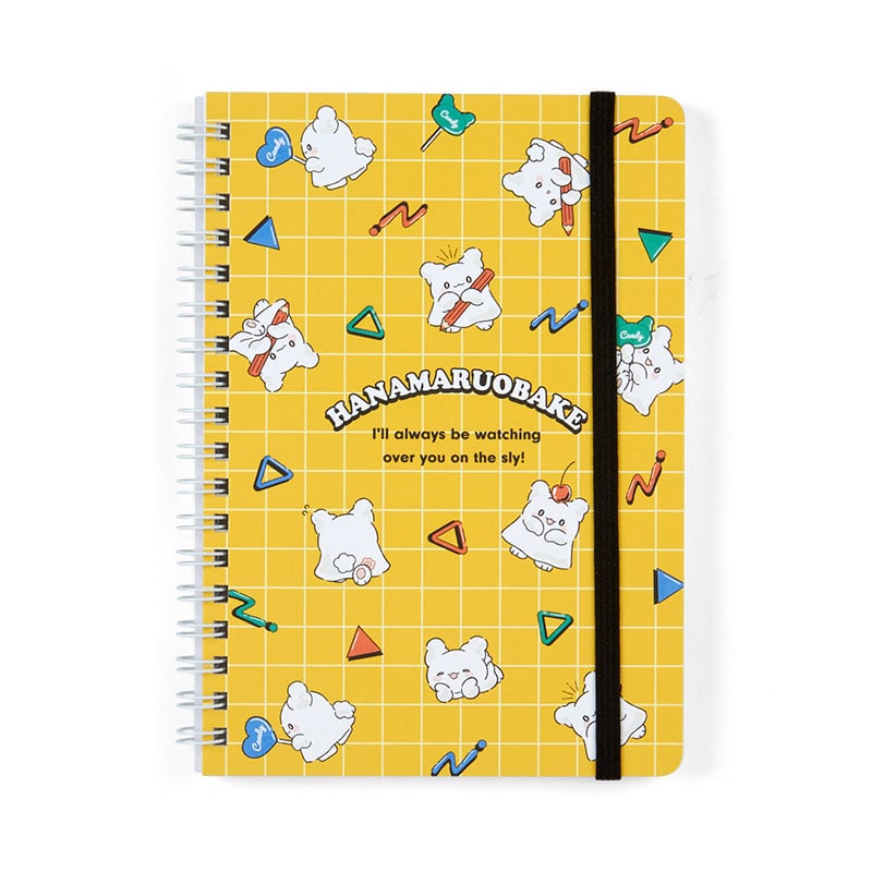 Close-up of Sanrio character design on notebook cover with elastic closure band