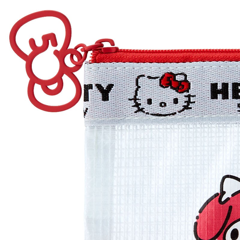 Side angle showing zipper closure on mini makeup pouch