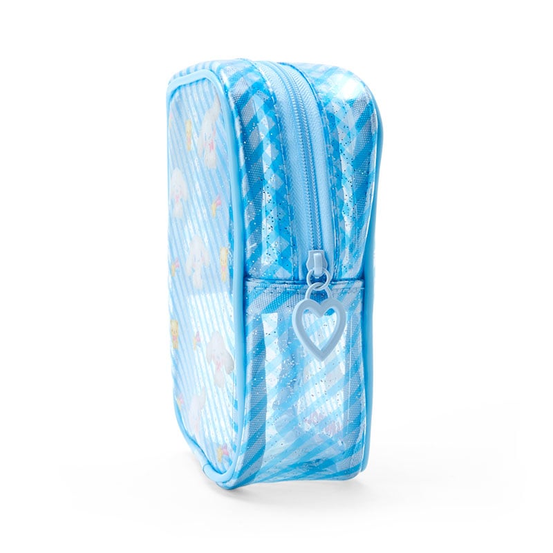 Side view of pouch displaying retro 3D character design against a marble background