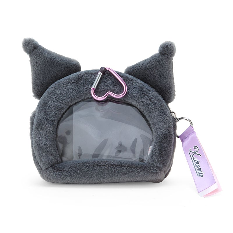 Back view of pouch with clear PVC window displaying mini mascot