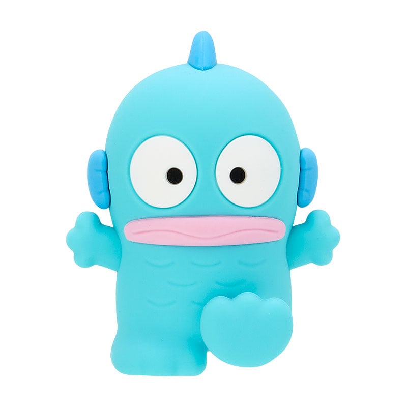 Close-up of Hangyodon Sanrio magnet with its 3D character design