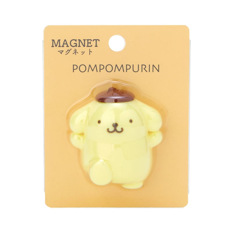 Pompompurin fridge magnet on a refrigerator with photos