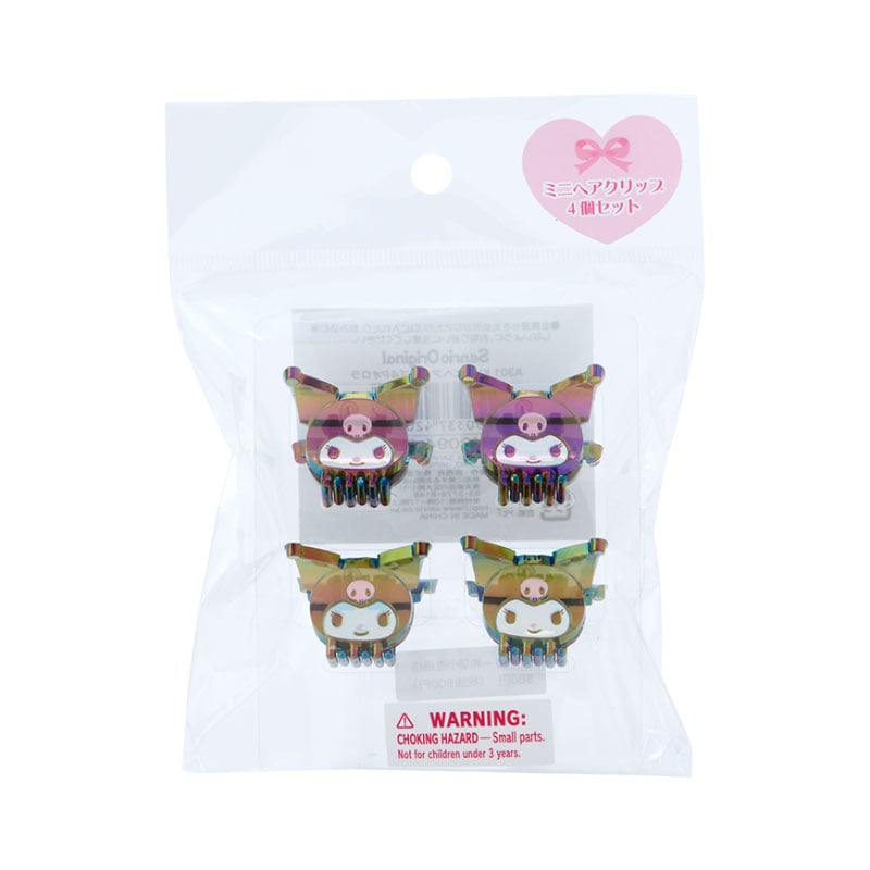 Set of 4 kawaii hair accessories displayed with Sanrio-themed packaging
