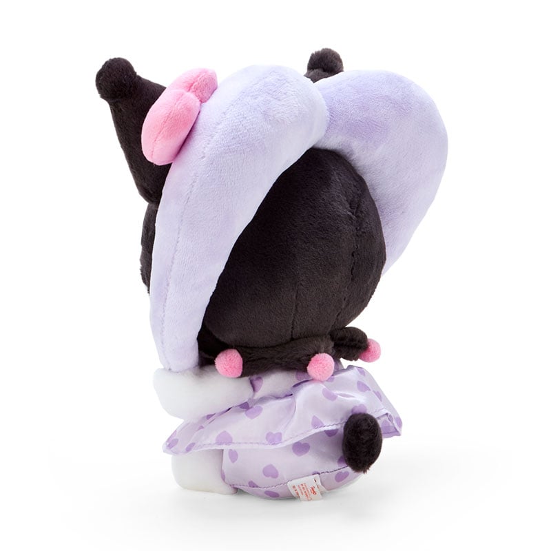 Close-up of Kuromi plush doll’s embroidered paw pads and outfit