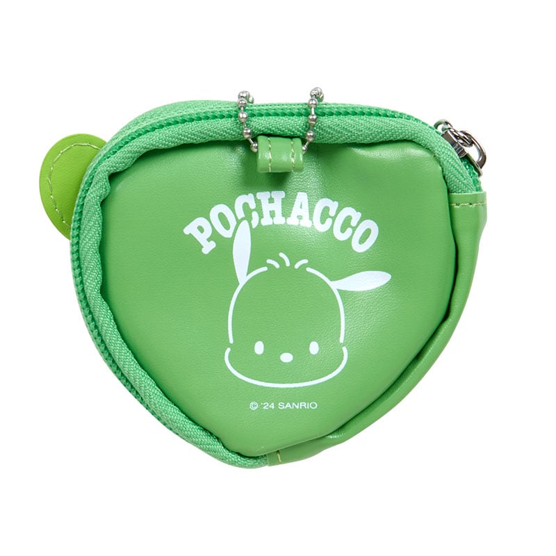 Colorful Pochacco character pin set displayed alongside the mini pouch.