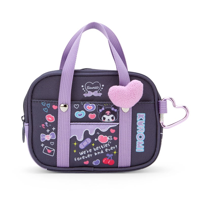 Kuromi mini handbag held by model, showcasing its compact size