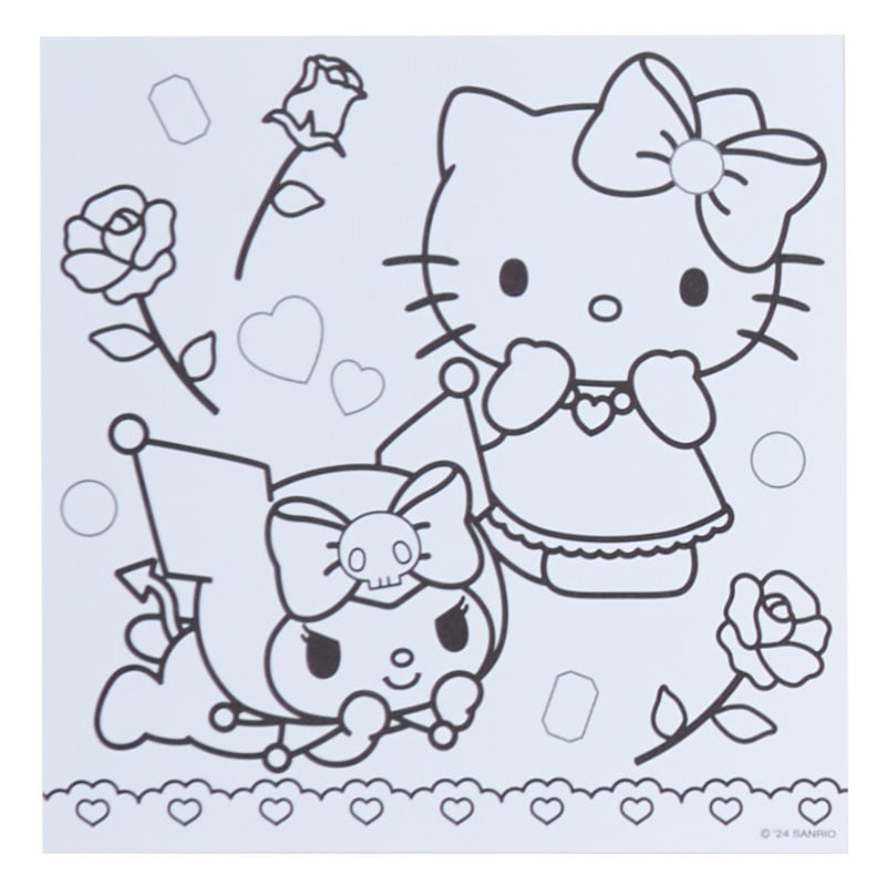 Child using the Sanrio coloring set on a bright sunny day.