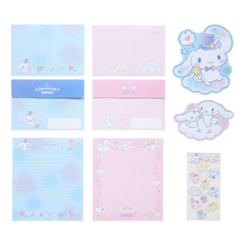 Adorable Cinnamoroll stationery with matching envelopes and stickers