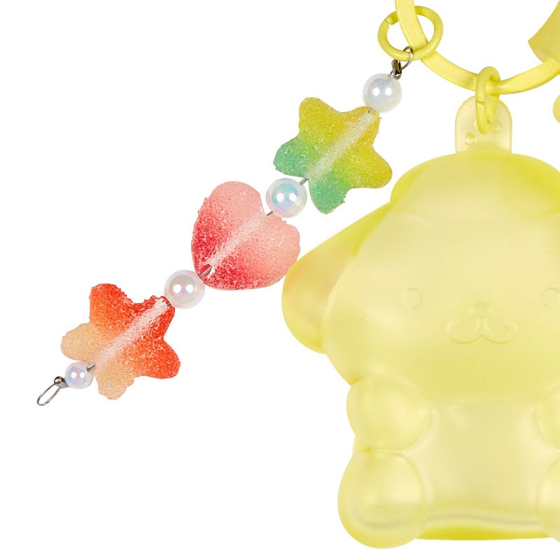Pompompurin keychain attached to a backpack, perfect for school or travel.