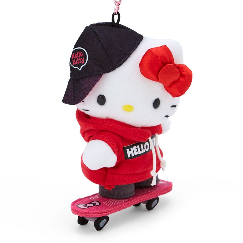 Close-up of embroidered details on Sanrio plush from Sk8r Squad Series.
