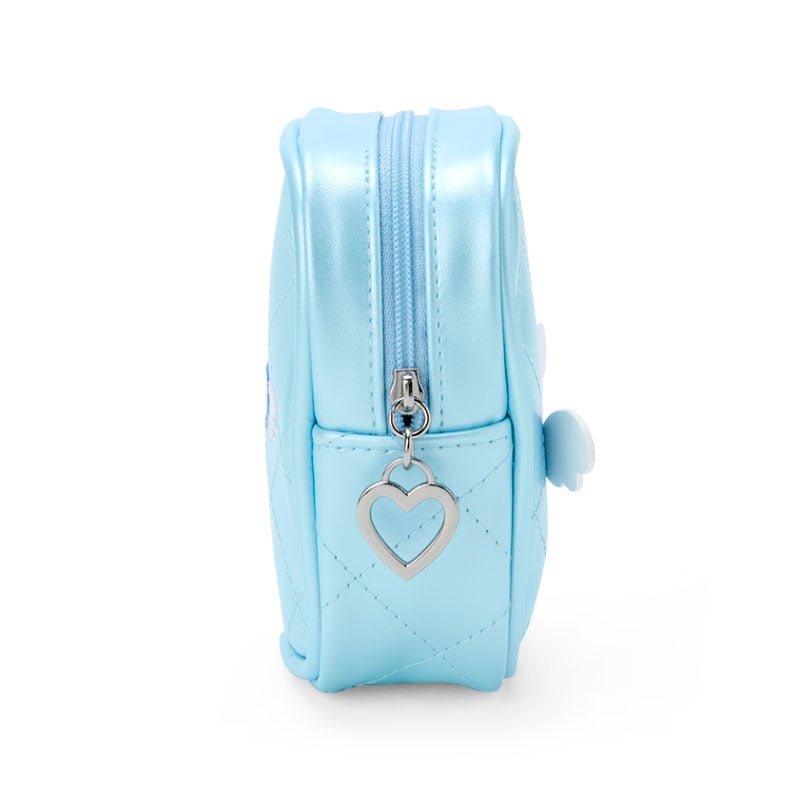 My Melody quilted mini pouch displayed with heart zip pull visible