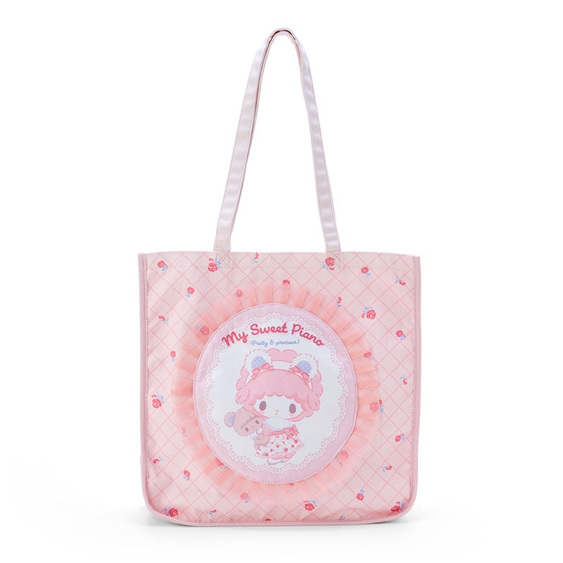 My Sweet Piano bag with teddy bear and rose print details, ideal for cute tote bag lovers