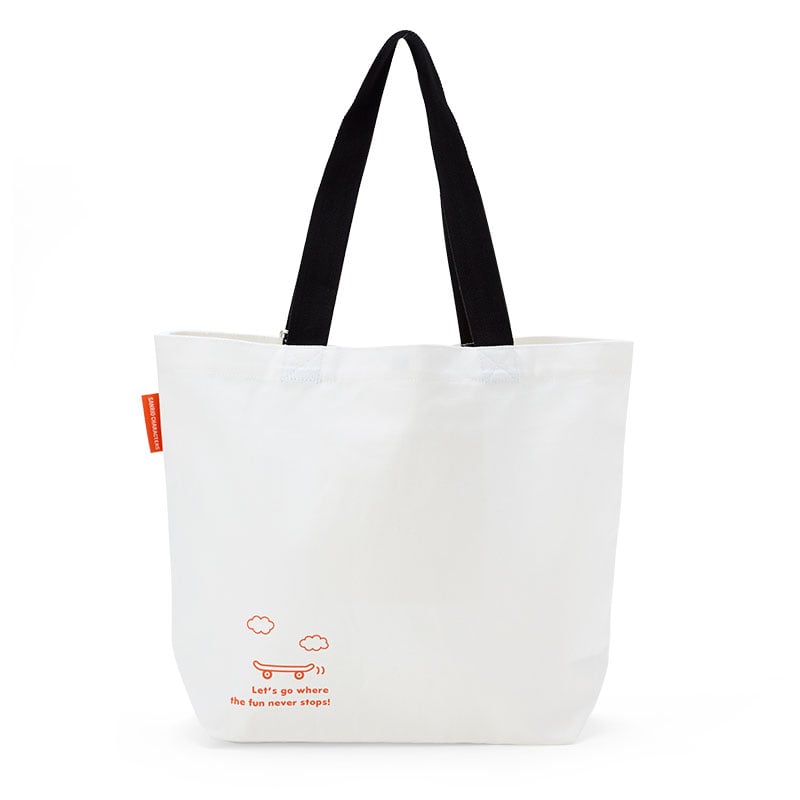 Close-up of the magnetic snap closure on the kawaii tote bag