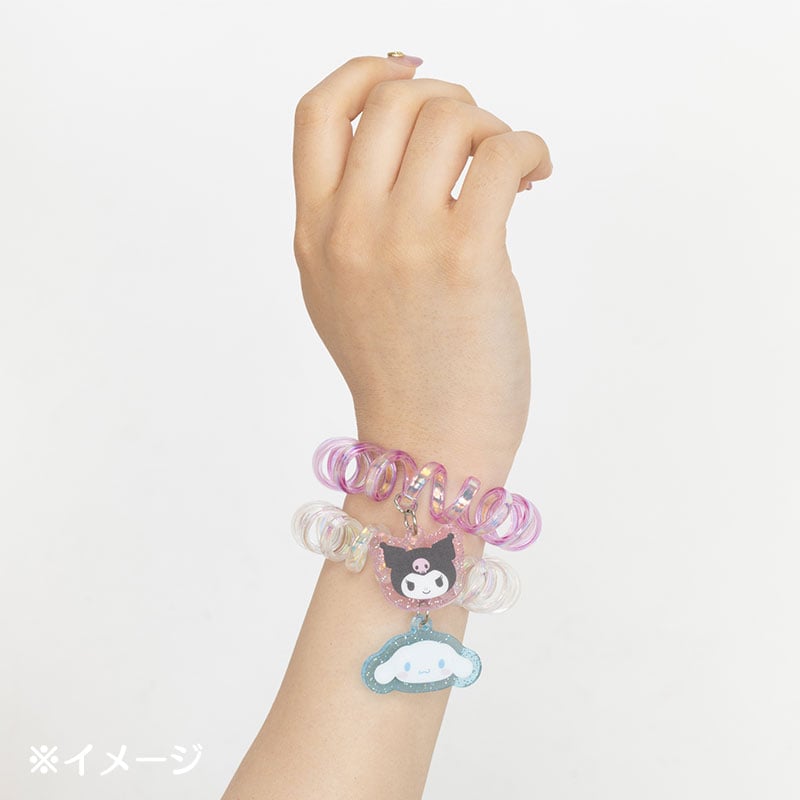Hello Kitty spiral hair ties with iridescent finish, perfect for kids hairstyles