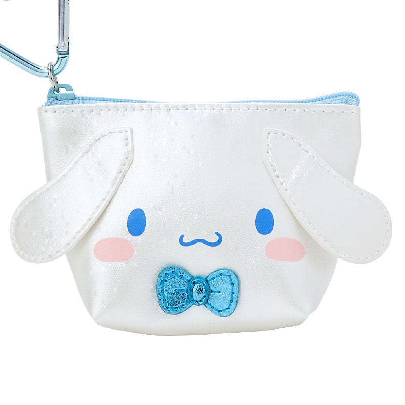 Cinnamoroll mini metallic zipper pouch with applique details and PU material