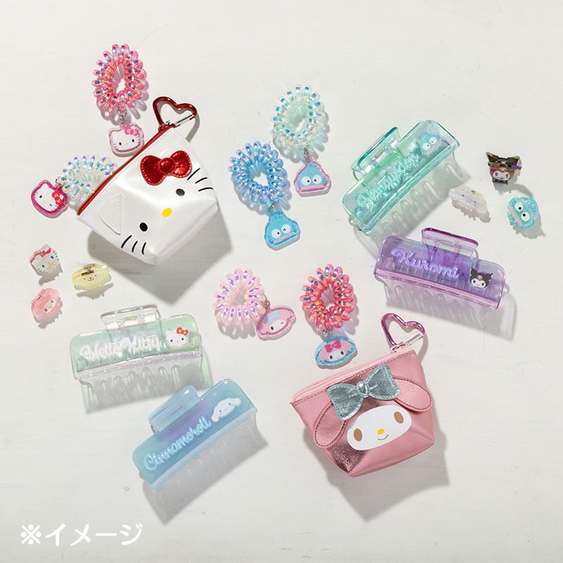 Cinnamoroll mini metallic zipper pouch with applique details and PU material