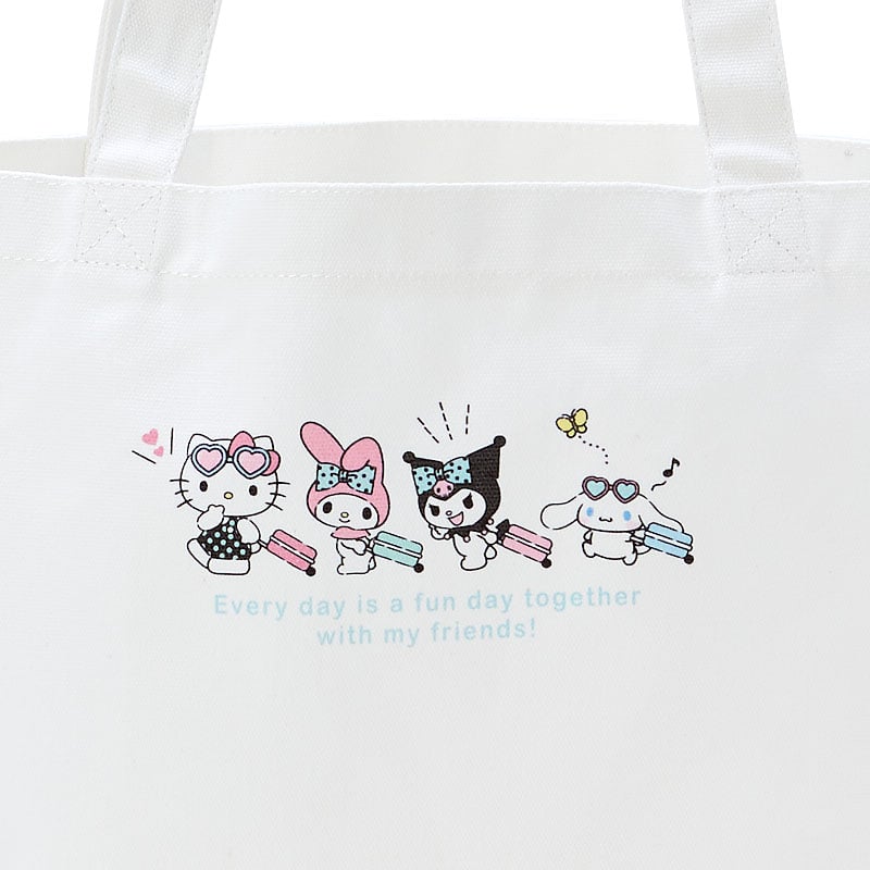 Sanrio Characters Funfair Tote Bag being used as a character bag for daily essentials