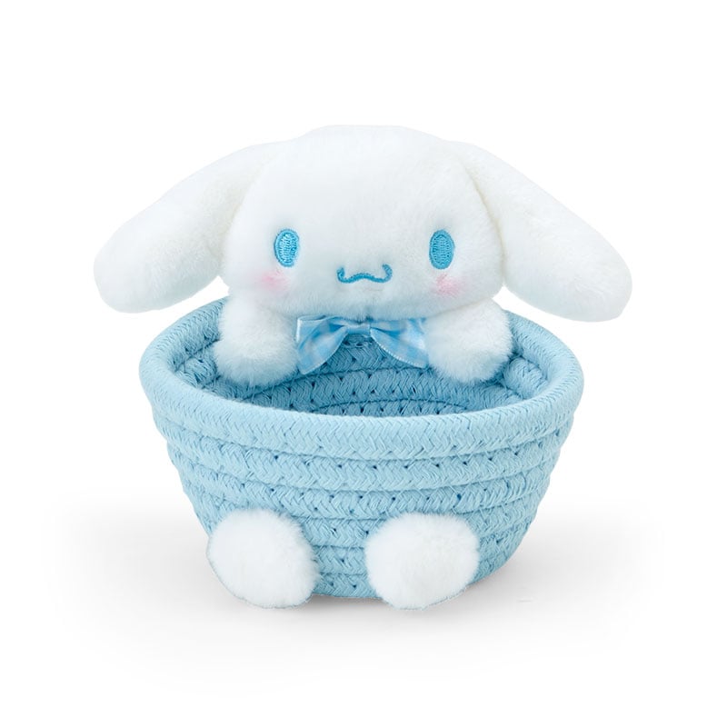 Cinnamoroll woven basket with lid on a cozy bedroom shelf