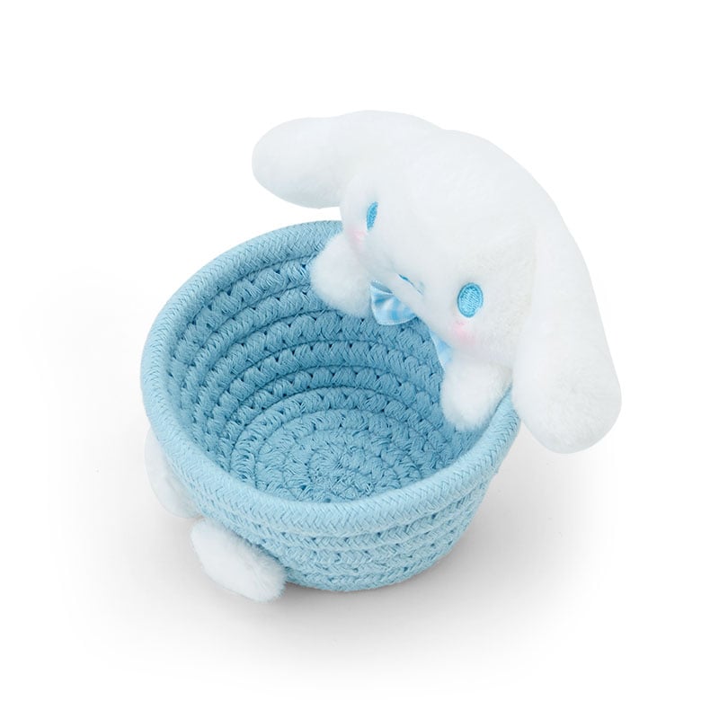 Cinnamoroll woven basket with lid on a cozy bedroom shelf