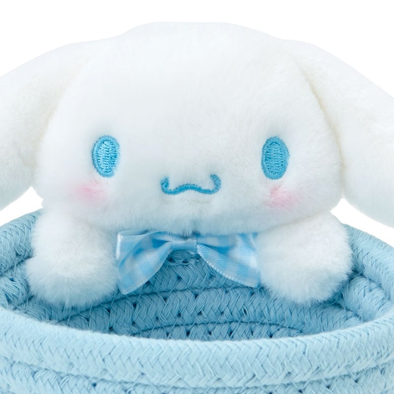 Cinnamoroll woven basket with lid on a cozy bedroom shelf