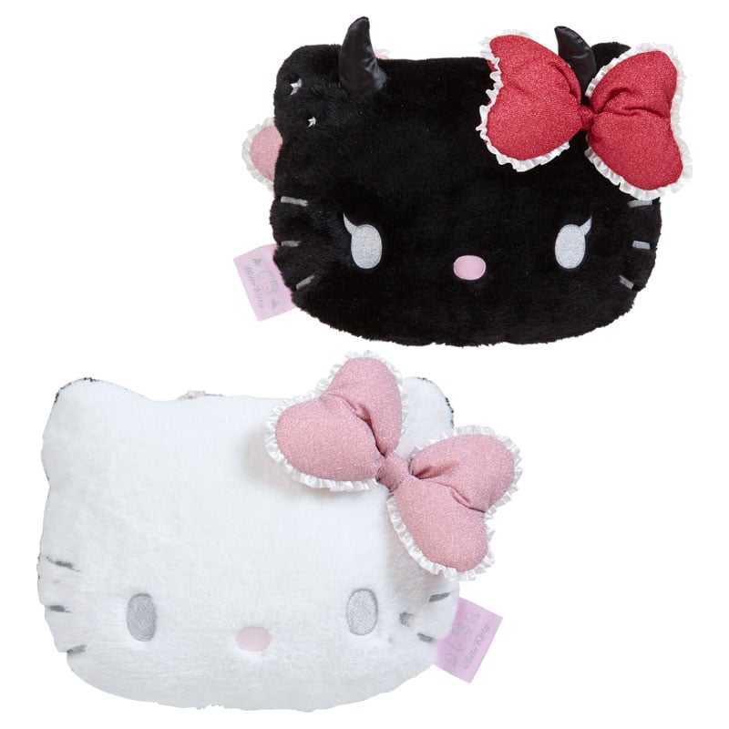 Front view of Hello Kitty dual-sided plush throw pillow in pastel colors.