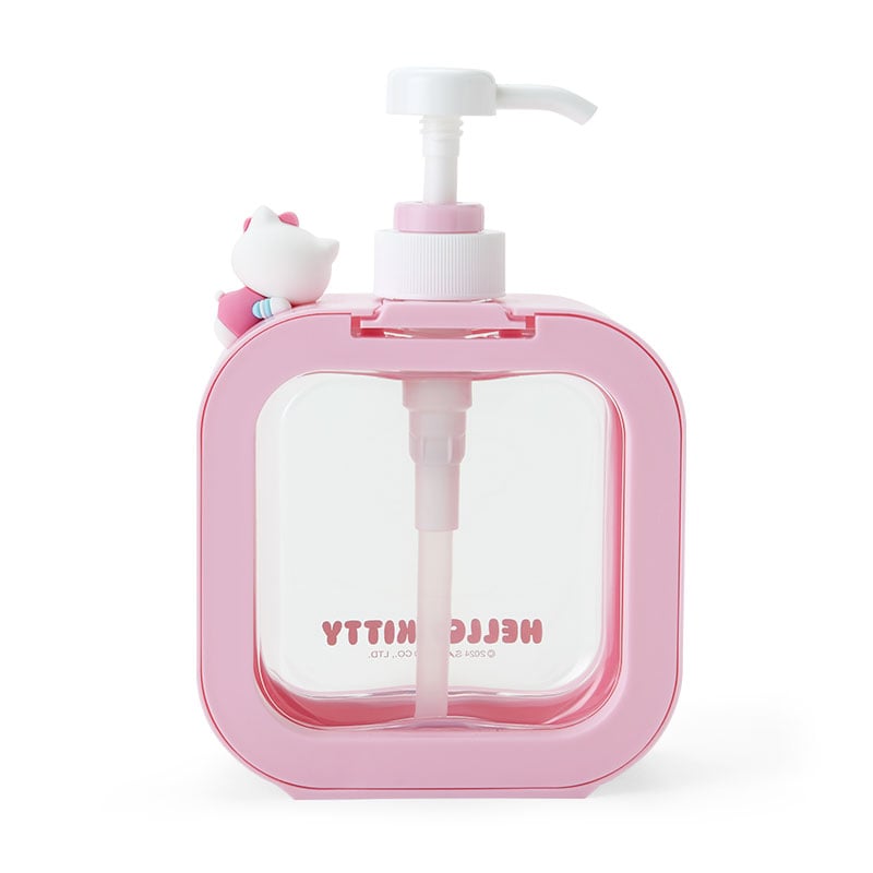 Refilling the transparent soap dispenser with hand soap
