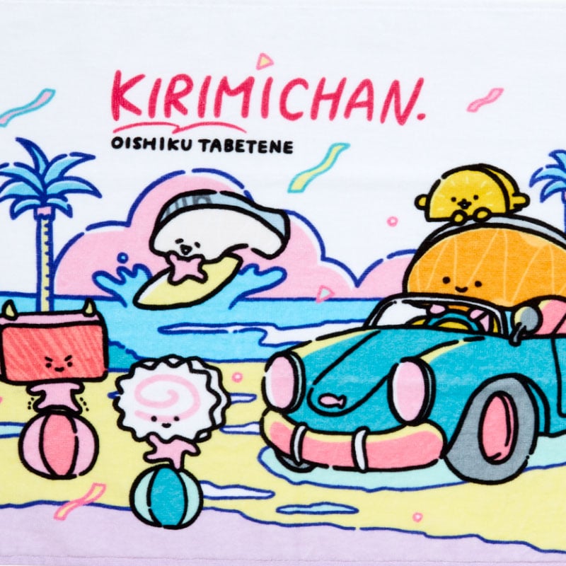 Close-up of cotton hand towel featuring Kirimichan