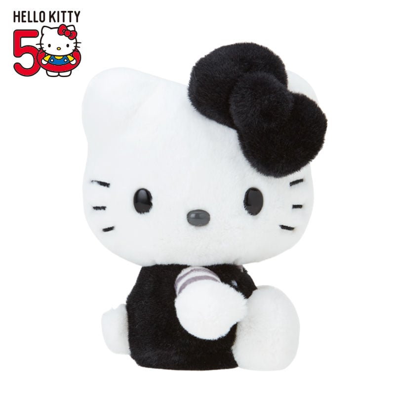 Hello Kitty 50th Anniversary black monochrome plush mascot front view