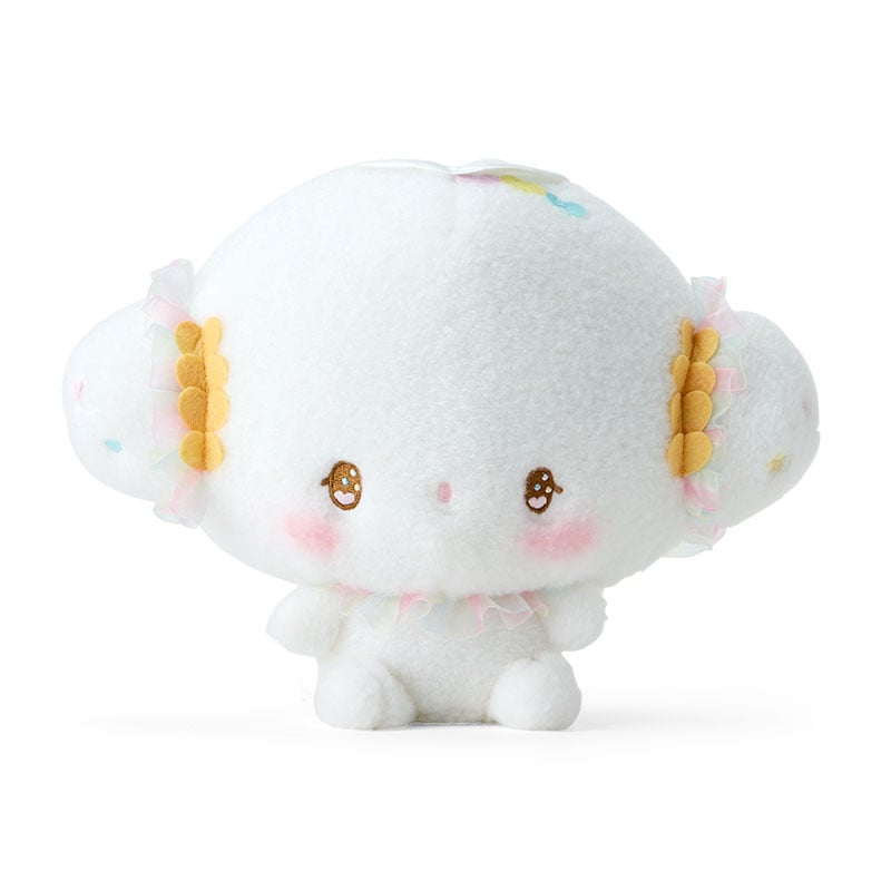 Angel Stitch plush toy with rainbow tulle accents and embroidered details, showcasing its adorable sitting pose.