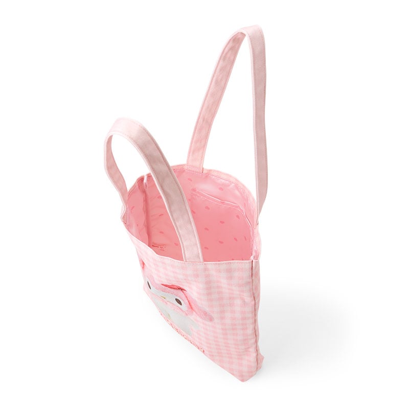 Close-up of the My Melody tote bags design and internal slip pocket