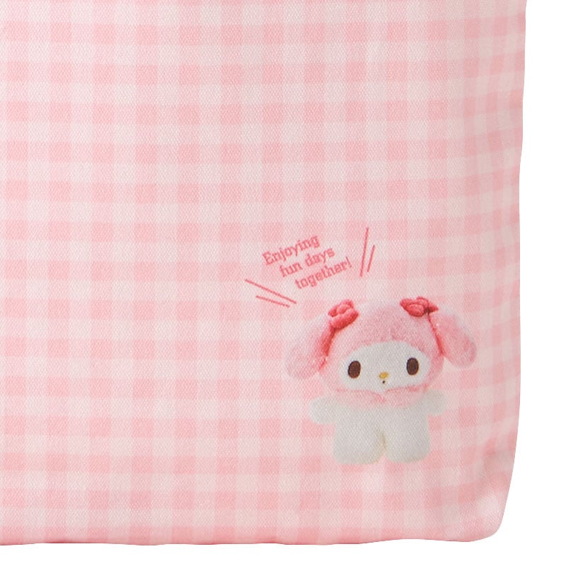 Close-up of the My Melody tote bags design and internal slip pocket