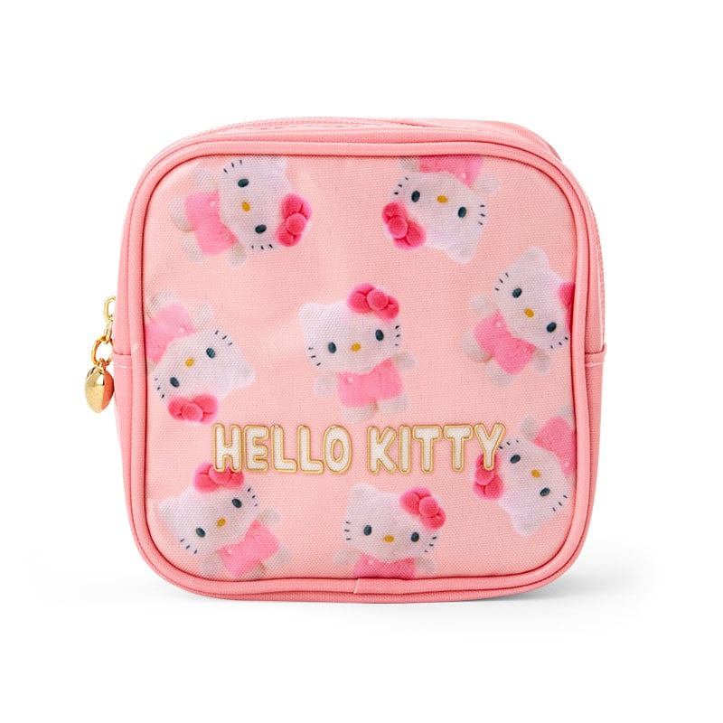 Hello Kitty Mini Zipper Pouch with heart zipper charm, front view