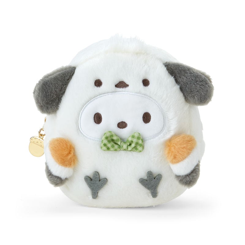 Front view of Pochacco mini zipper pouch in fauna design.