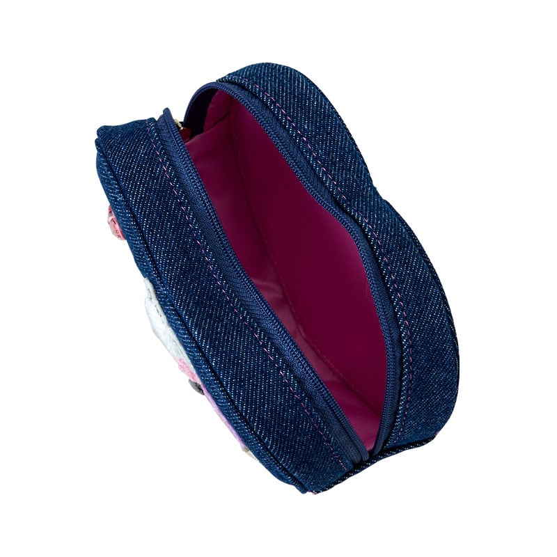 Open pouch showing internal lining and zipper detail