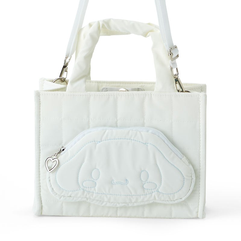 Cinnamoroll mini tote bag showcasing quilted details and swishy material.