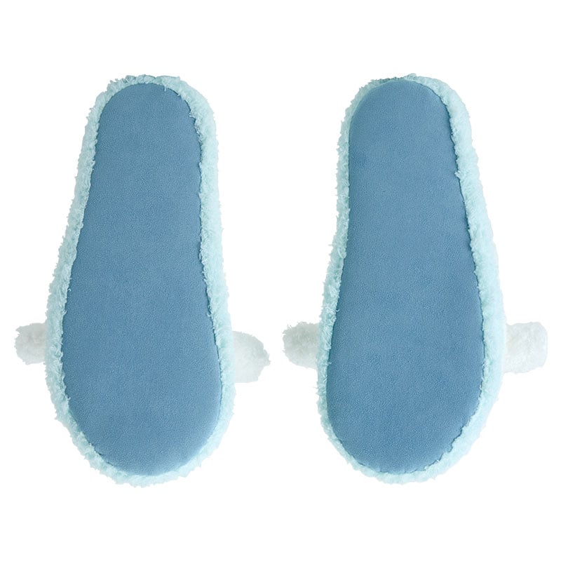 Side view of soft sherpa slippers with non-slip sole for safety at home
