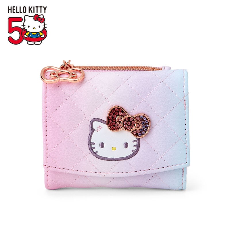 Hello Kitty wallet with ribbon bows and sparkling accents, front view