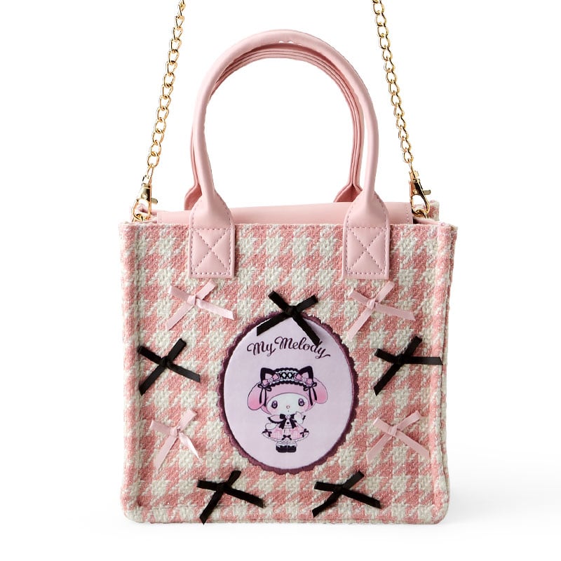 Sanrio My Melody mini handbag with ribbon crown and houndstooth pattern