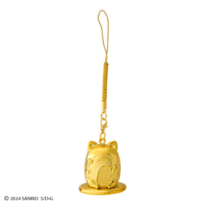 Gudetama lucky zodiac charm hanging from a smartphone loop, gold finish, ideal for gifts for her