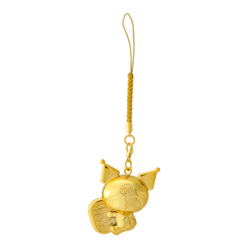 Kuromi Lucky Charm Keychain close-up, highlighting its PVC material and lobster clasp closure.
