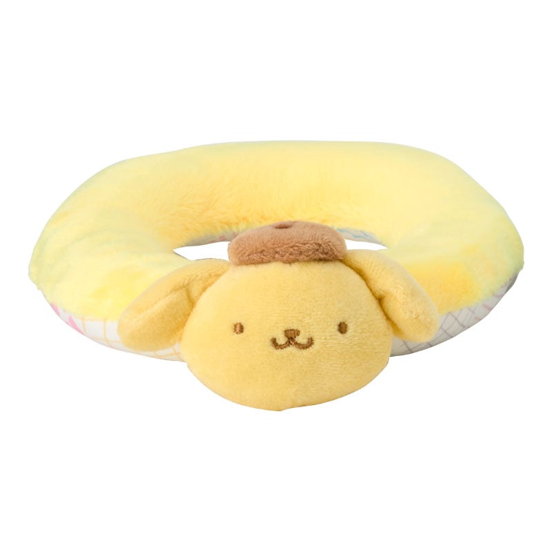 Top view of the baby ring toss showing Sanrio character rings arranged around the base