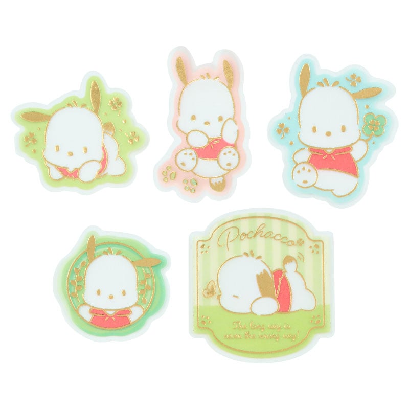 Pochacco stickers used on a laptop for decoration.