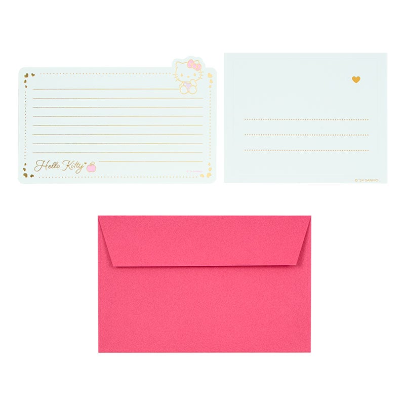 Sanrio hello kitty stationery being used for letter writing