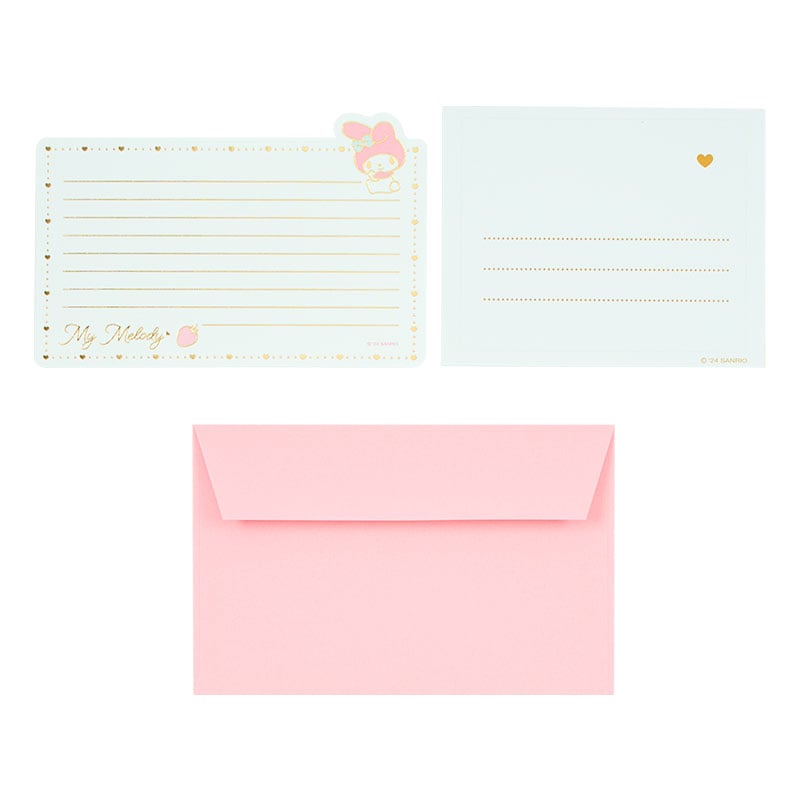 Cute My Melody stationery gift set with lined sheets and matching envelopes