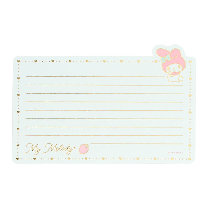 My Melody enclosure letter set with gold-stamped design and address seals