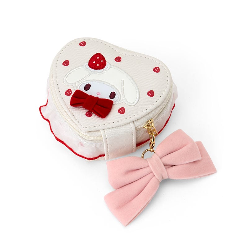 My Melody mini accessory case with embroidered and applique details, featuring a sweet shortcake design.