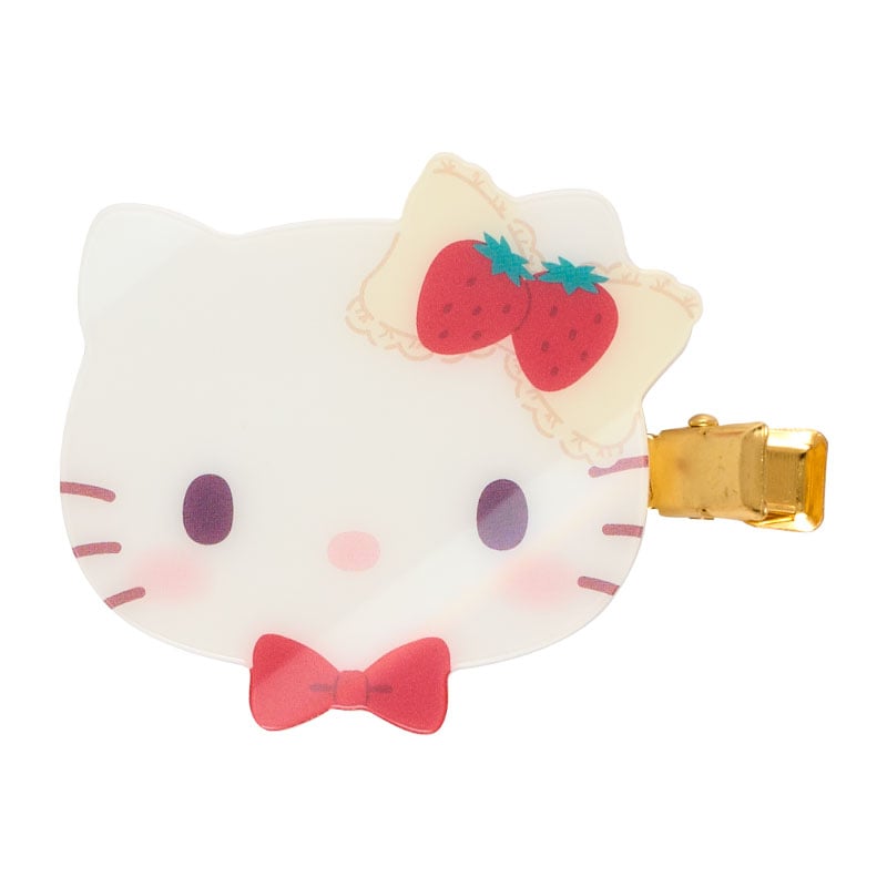 Cute hair clips showcasing the Hello Kitty Sweet Shortcake theme.