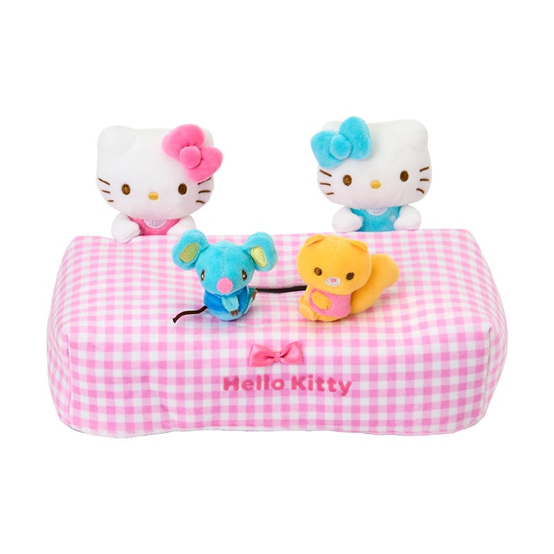 Hello Kitty Besties tissue box cover with gingham print and mini mascots