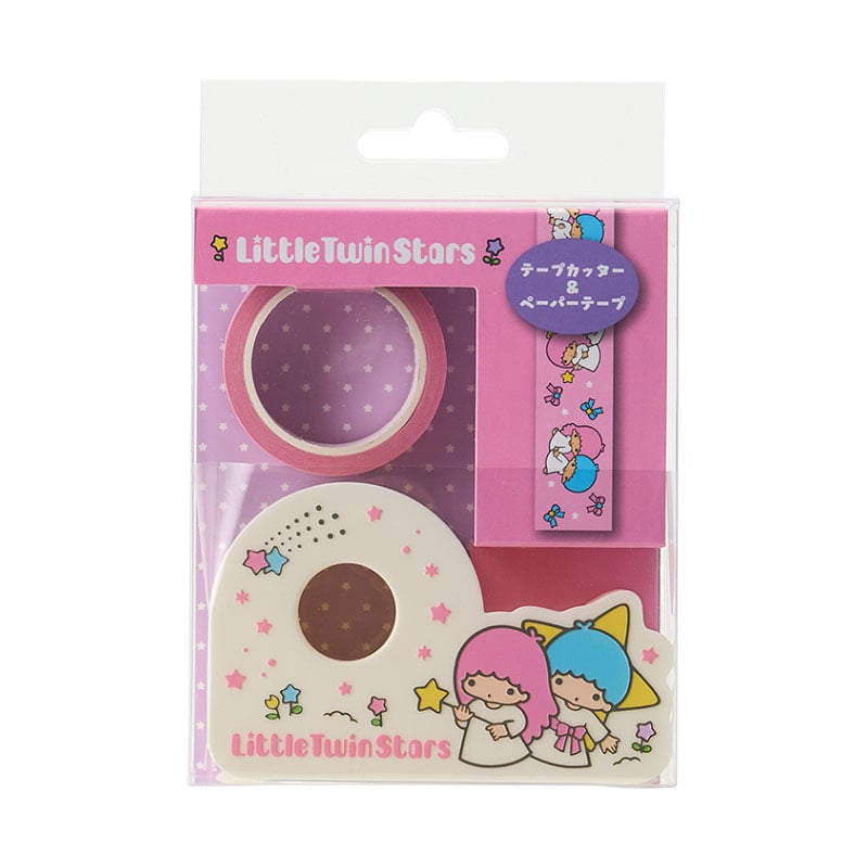 Top view of the tape dispenser showing LittleTwinStars design and preloaded washi tape